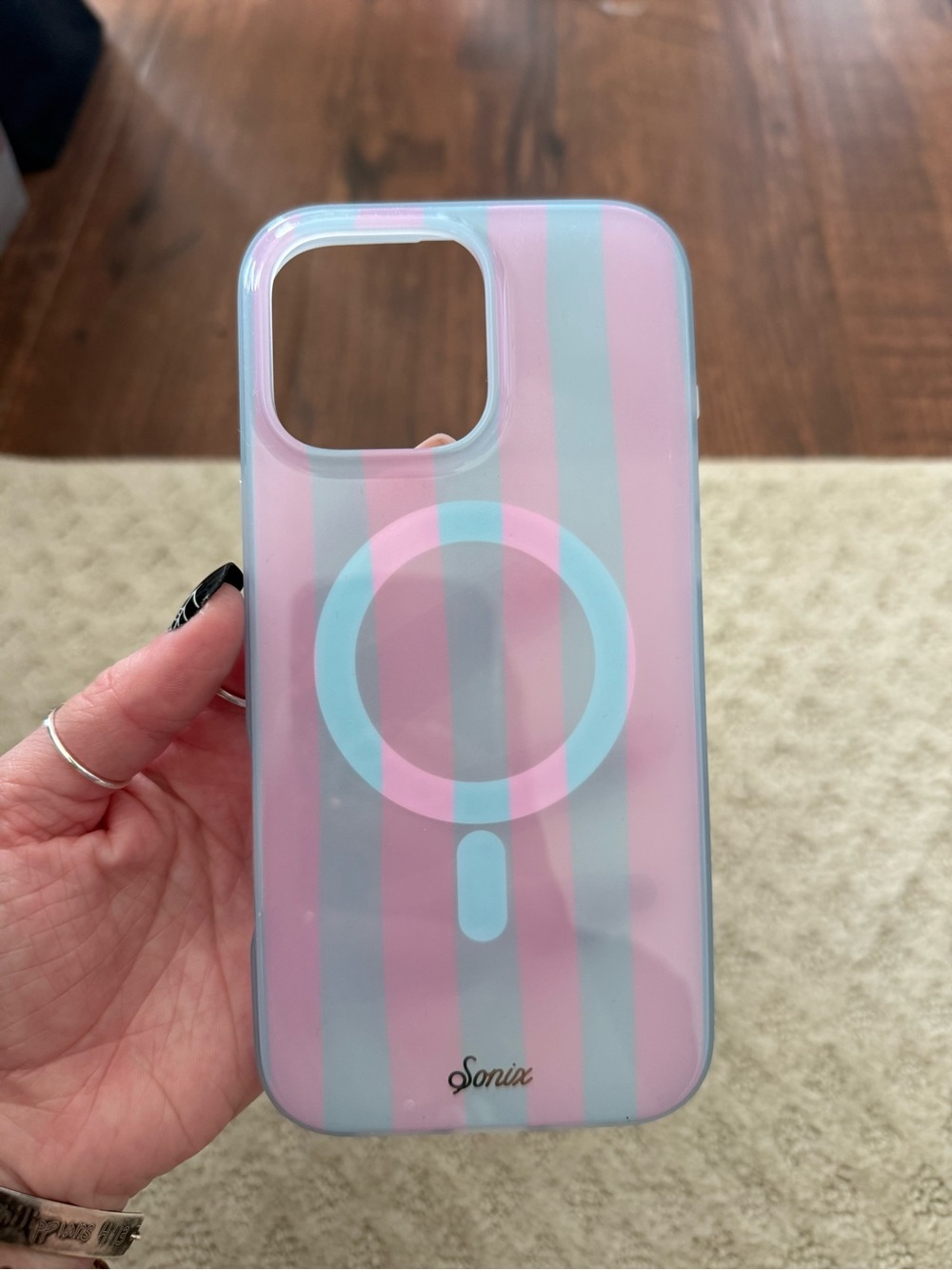 Sonix Pink & Blue Stripe MagSafe iPhone Case- iPhone 16 Pro Max
